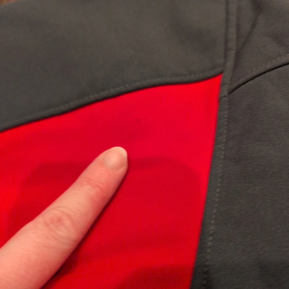 The North Face Mens Jacket Gray Red Full Zip Fleece Lined Activewear Size L‎